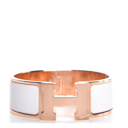 Hermes Enamel Wide Clic Clac H Bracelet PM White 1 of 8