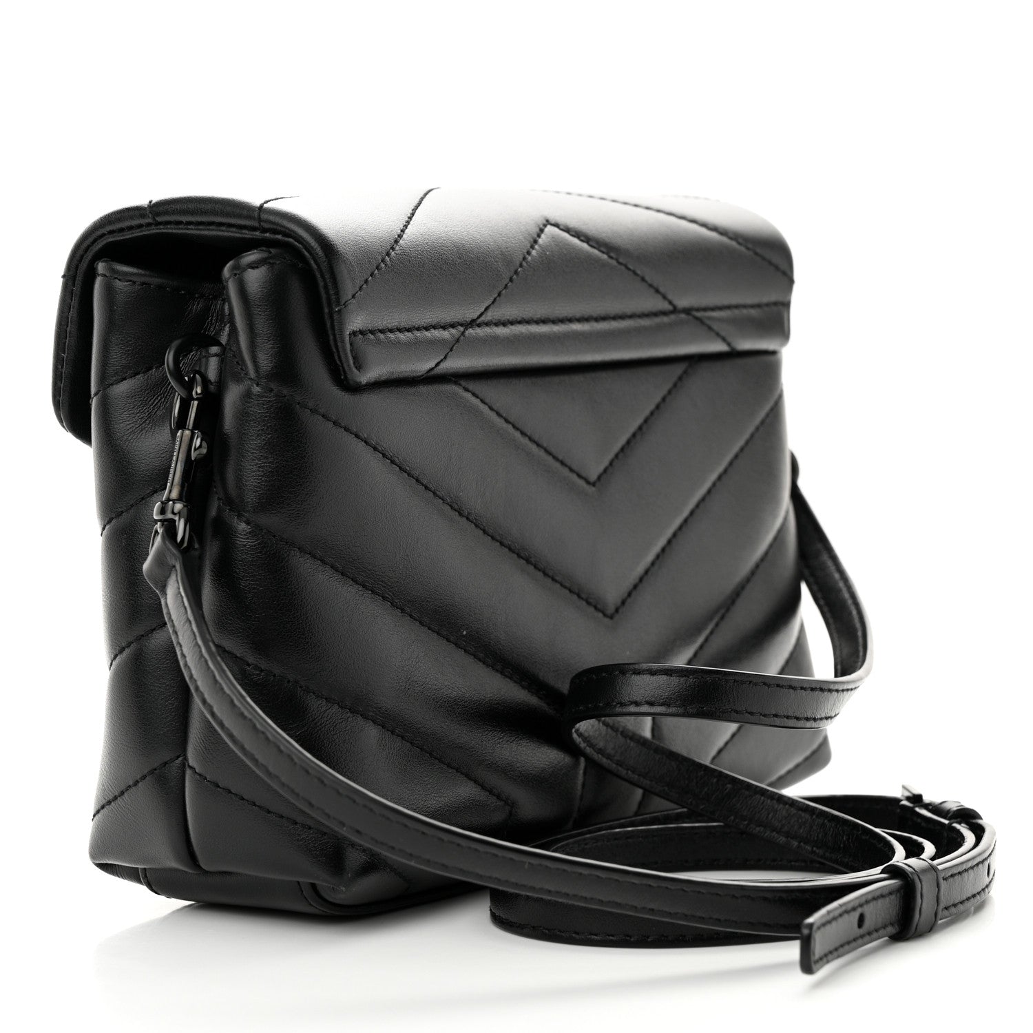 Saint Laurent Calfskin Y Quilted Monogram Monochrome Toy Loulou Crossbody Bag Black 3 of 11