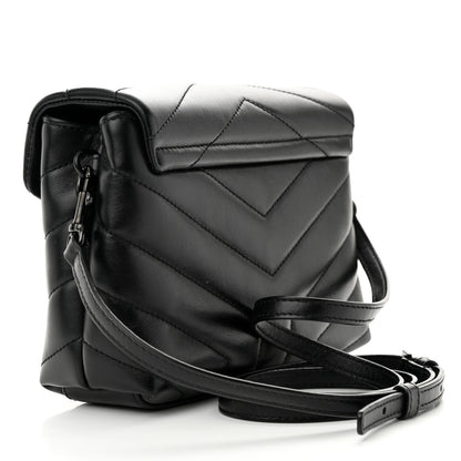 Saint Laurent Calfskin Y Quilted Monogram Monochrome Toy Loulou Crossbody Bag Black 3 of 11