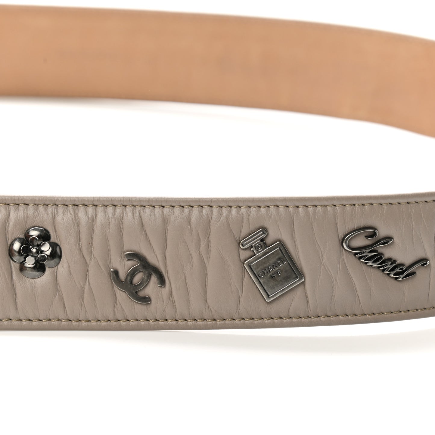 Lambskin Lucky Charms CC Belt 90 36 Beige