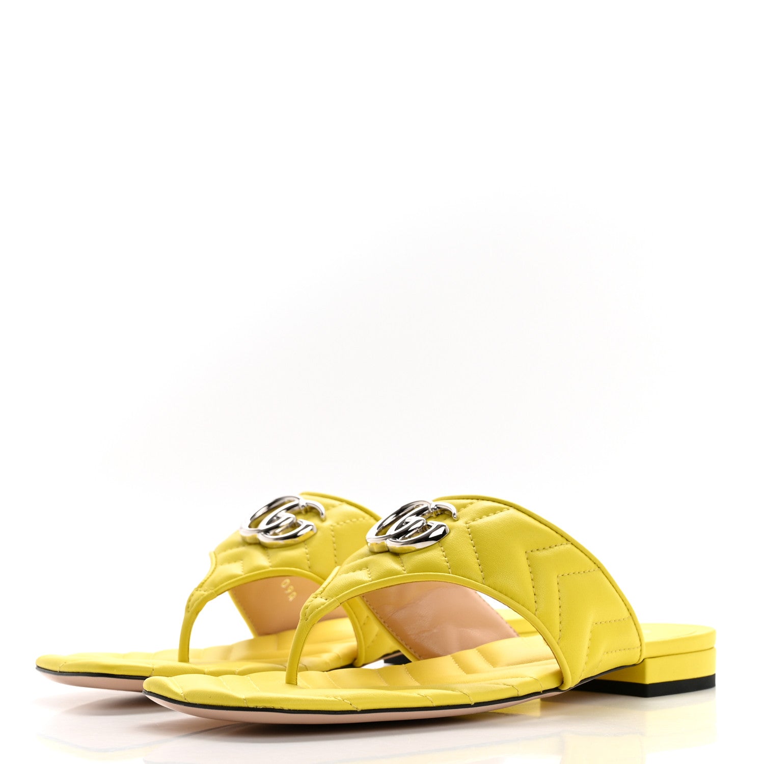 Gucci Nappa Charlotte Double G Marmont Thong Sandals 39 Banana 3 of 8