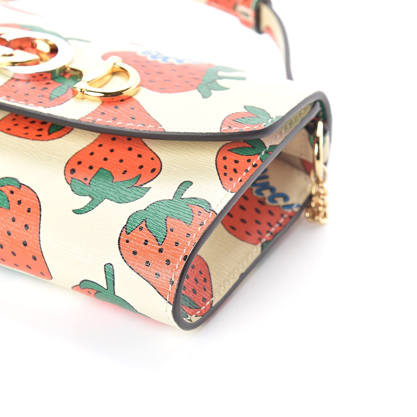 Calfskin Strawberry Print Mini Zumi Shoulder Bag Ivory Red