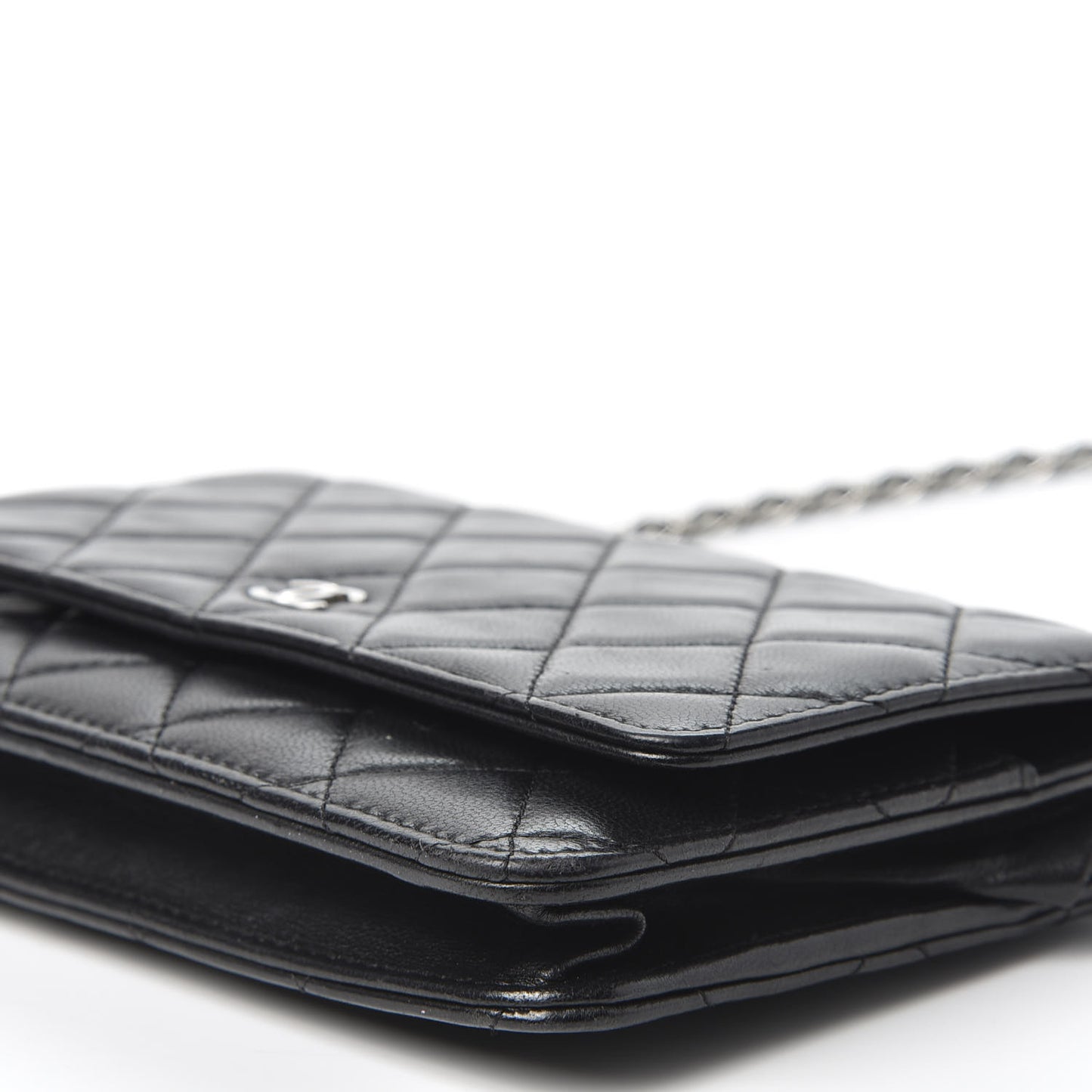 Lambskin Quilted Wallet On Chain WOC Black