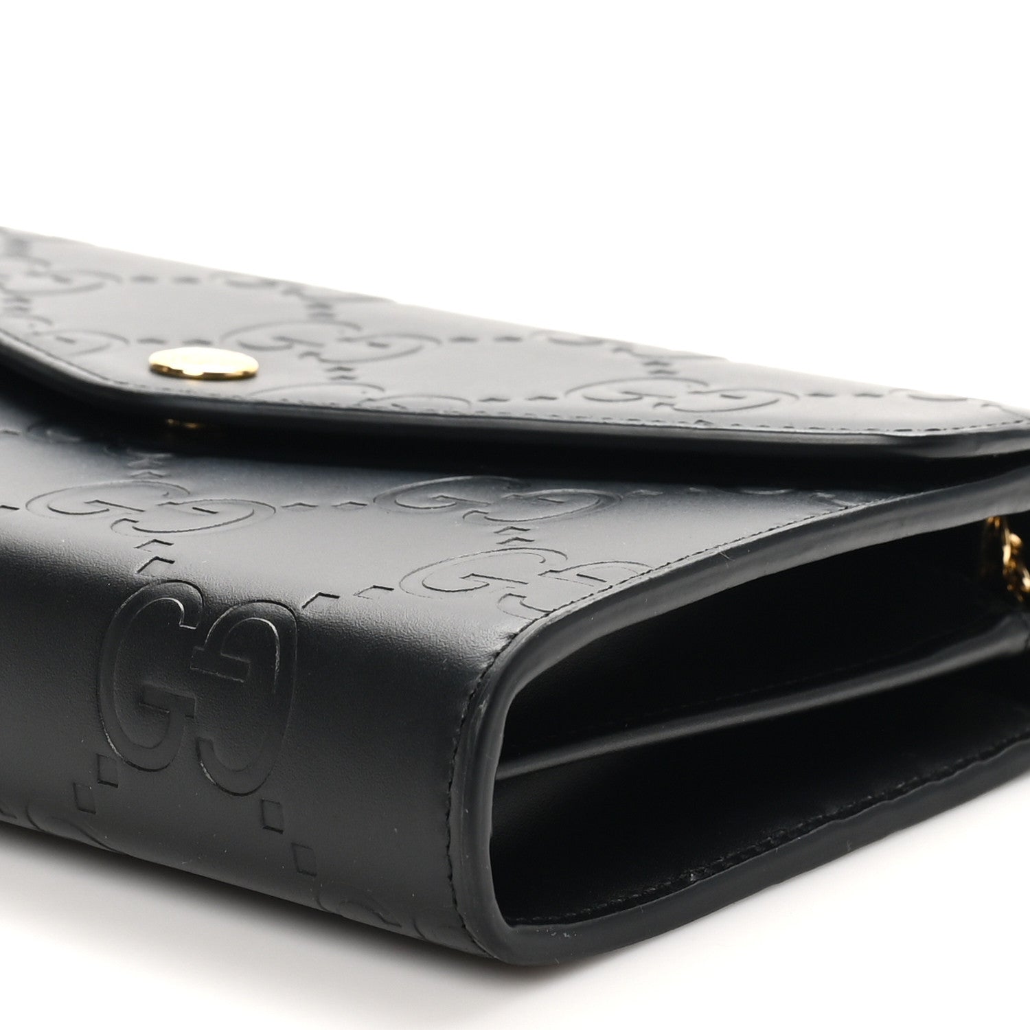 Gucci Calfskin GG Debossed Chain Wallet Black 9 of 9