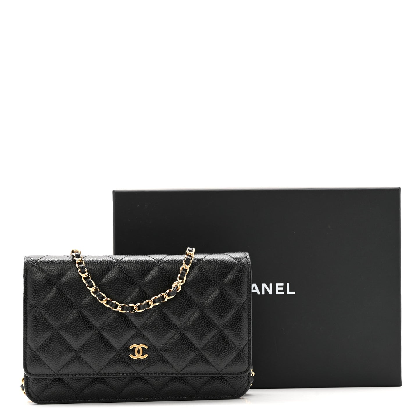 Caviar Quilted Wallet On Chain WOC Black