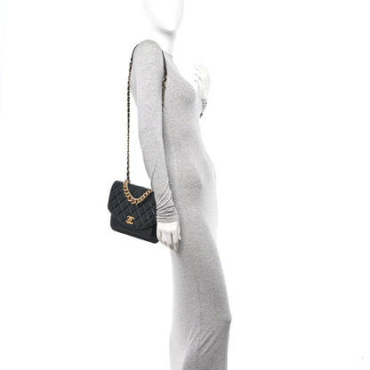 Chanel Calfskin Caviar Quilted Chain Handle Flap Black 2 of 12