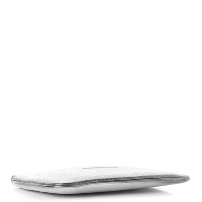 Balenciaga Metallic Goatskin Logo Large Everyday Zip Pouch Argent Black 4 of 10
