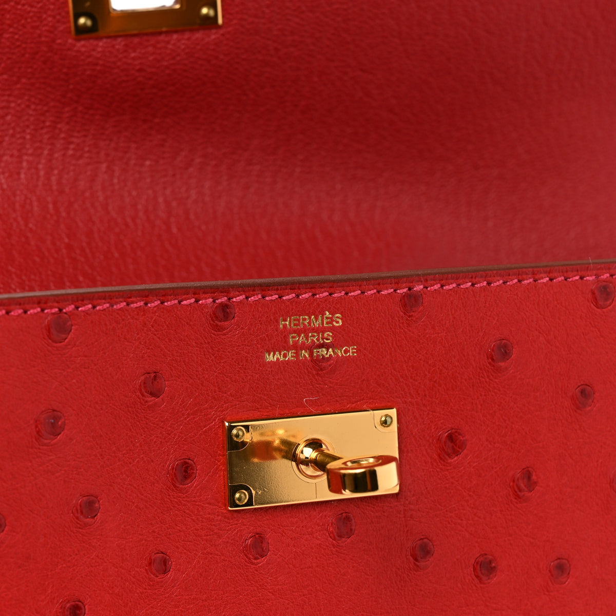 Ostrich Kelly Longue Wallet Rouge Vif