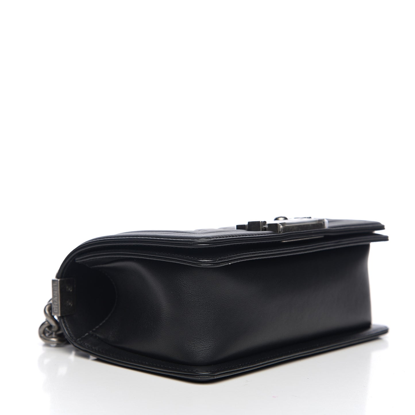 Calfskin Quilted Small Boy Flap Black