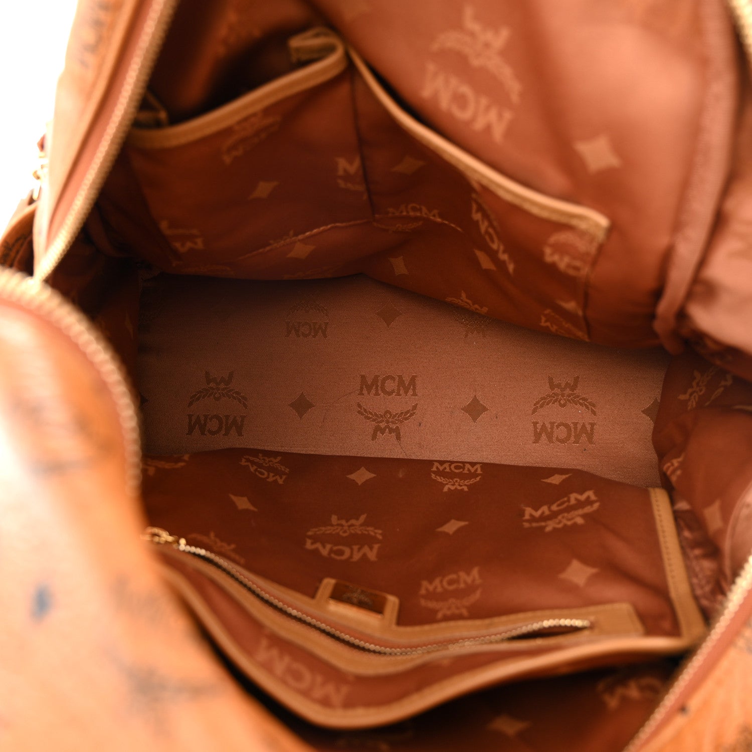 MCM Visetos Studded Medium Dual Stark Backpack Cognac 4 of 9