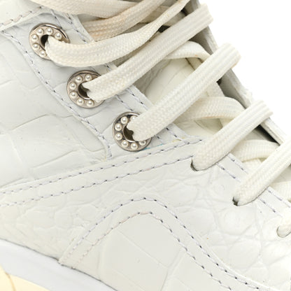 Chanel Calfskin Crocodile Embossed Cocodile High Top Sneakers 39.5 White 9 of 13