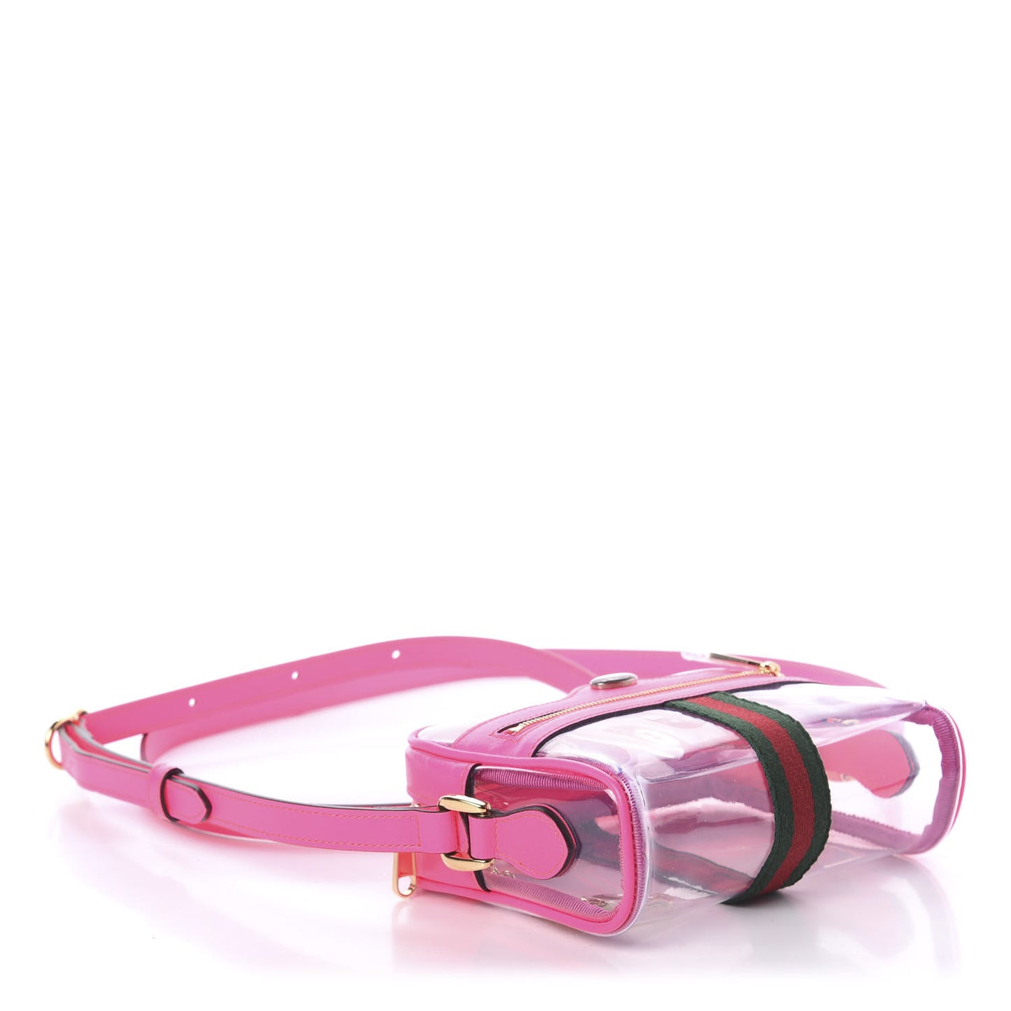 Vinyl Web Mini Ophidia Transparent Shoulder Bag Fluorescent Fuchsia
