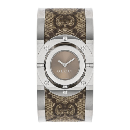 Gucci Stainless Steel Canvas 33mm Twirl Monogram Quartz Watch Brown 1 of 4