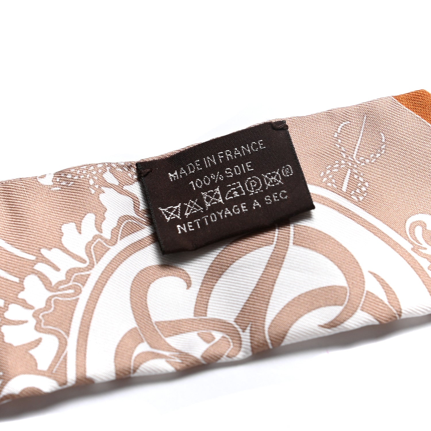 Hermes Silk Ex-Libris Twilly Beige White Caramel 2 of 4