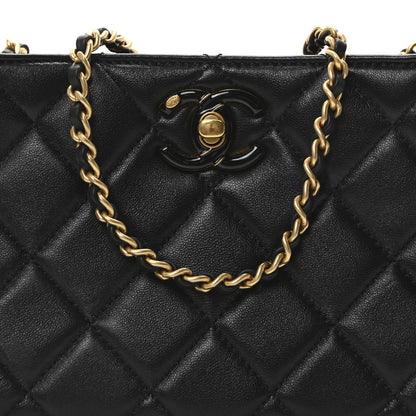 Chanel Lambskin Quilted Enamel Mini Shopping Bag Black 8 of 10