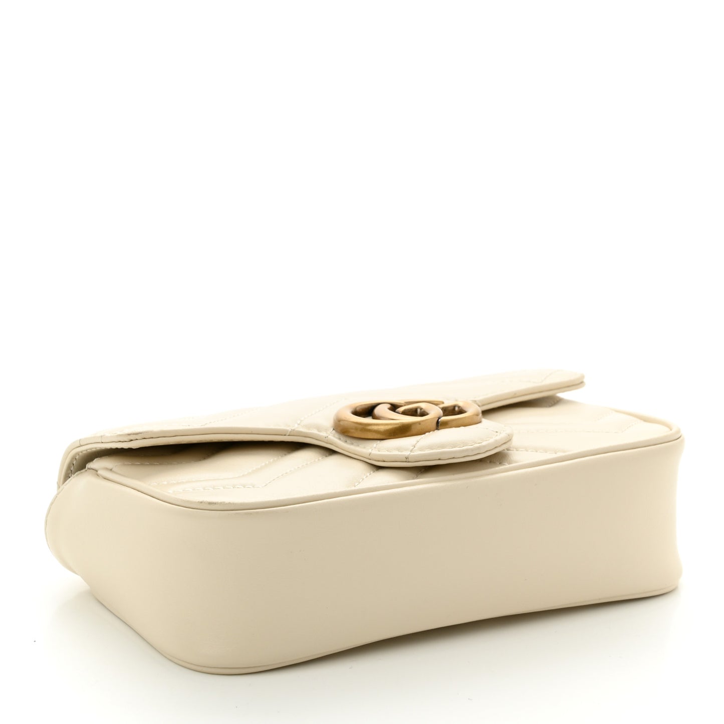Calfskin Matelasse Super Mini GG Marmont Shoulder Bag White