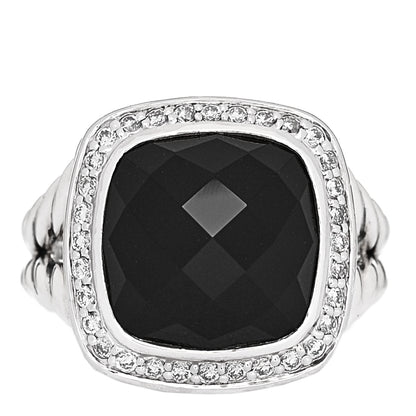 David Yurman Sterling Silver Diamond Black Onyx 11mm Albion Ring 49 5 1 of 7