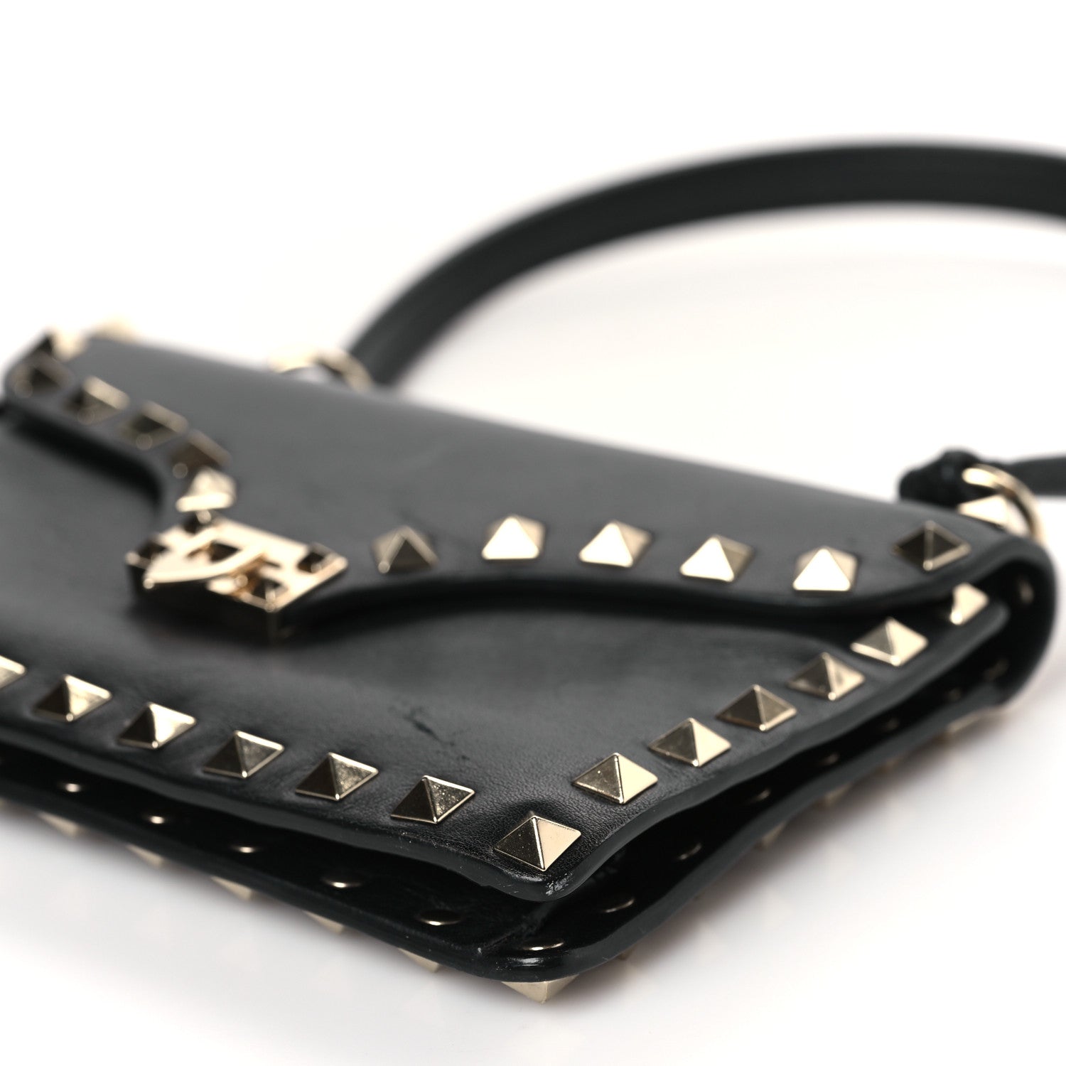 Valentino Garavani Vitello Mini Rockstud Shoulder Flap Bag Black 8 of 9