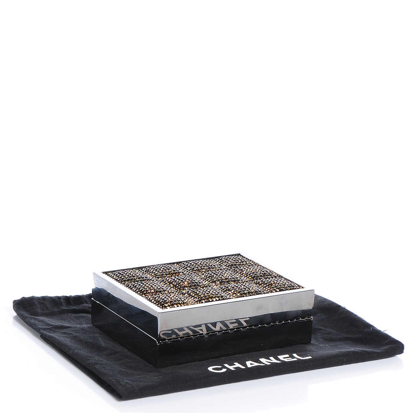 Crystal Square Quilted Box Clutch Bronze