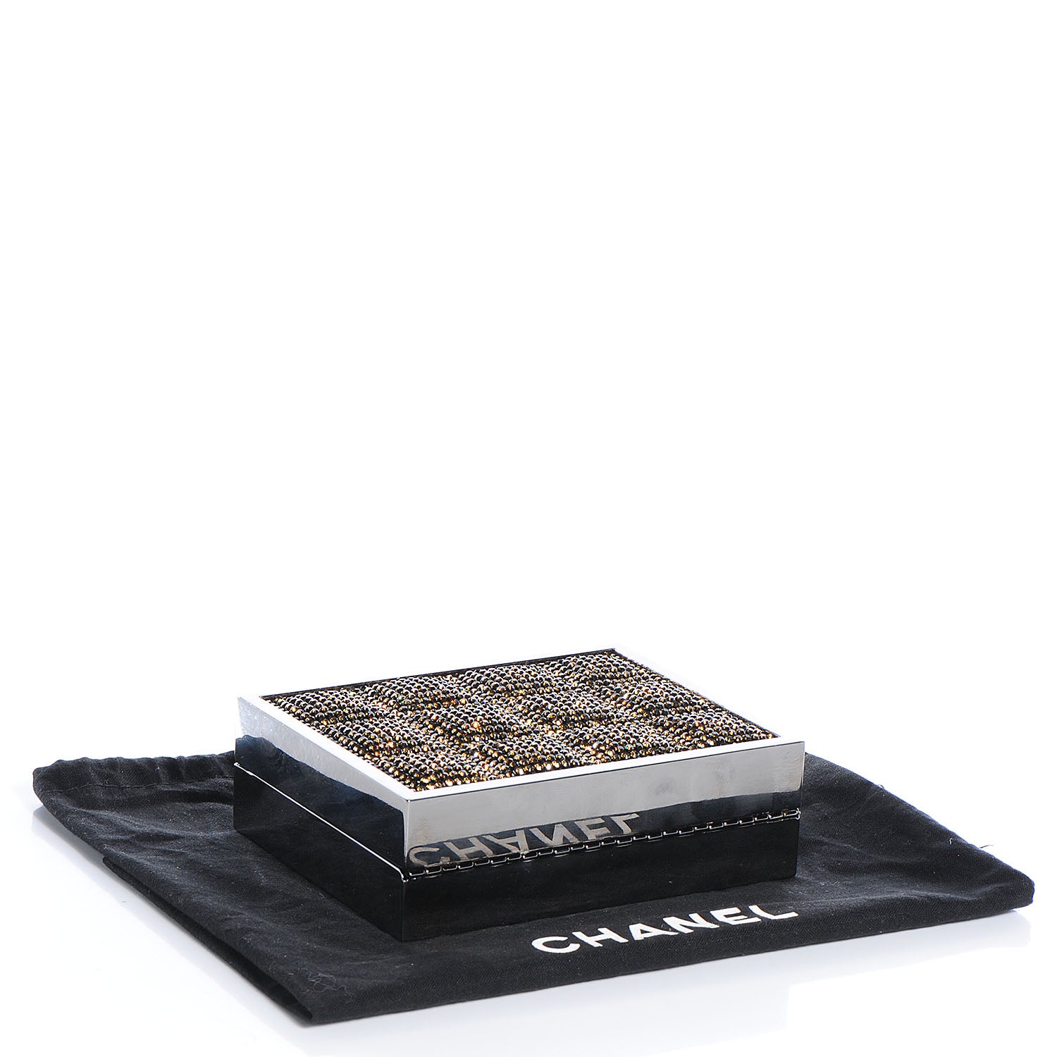 Chanel Crystal Square Quilted Box Clutch Bronze 4 of 8