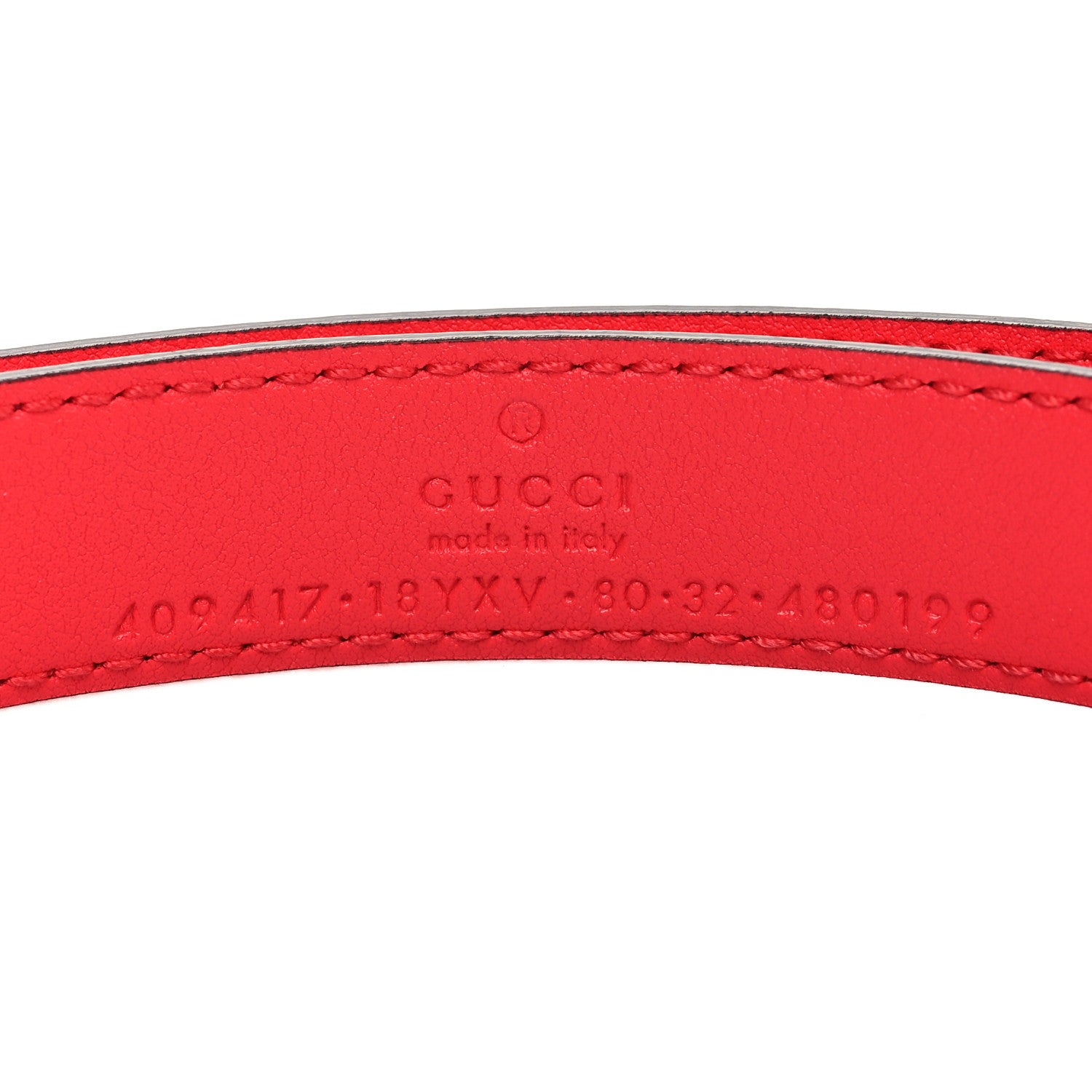 Gucci Azalea Calfskin Enamel Monochrome Double G 20mm Belt 80 32 Runway Coral 5 of 5