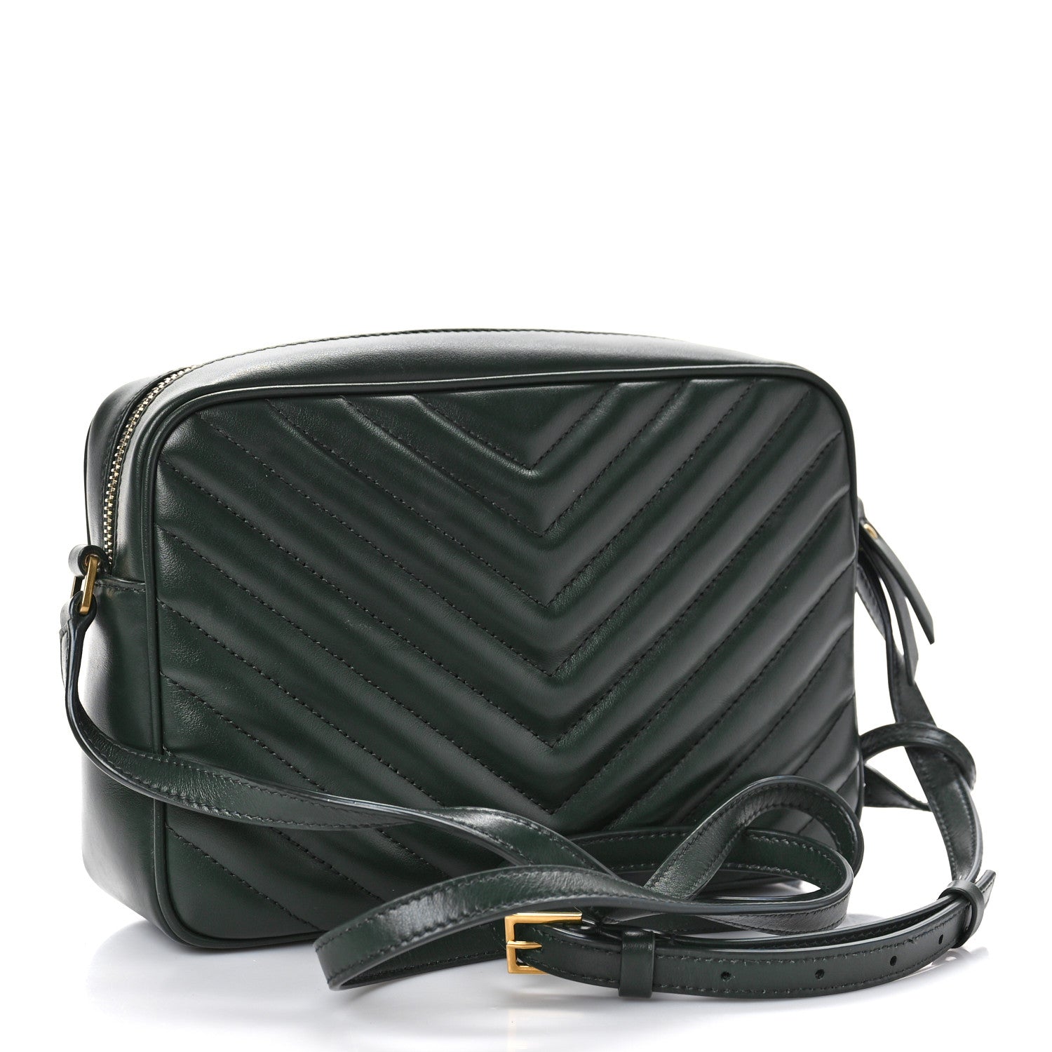 Saint Laurent Calfskin Matelasse Monogram Lou Camera Bag Vert Fonce 3 of 8