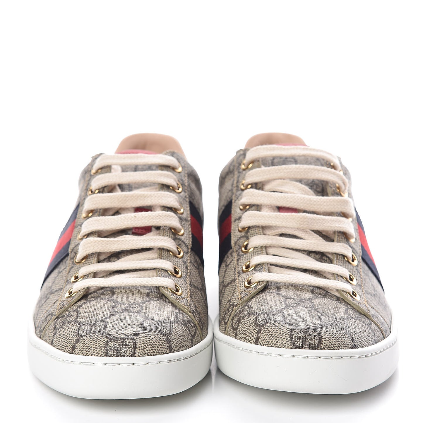 GG Supreme Monogram Womens Ace Low-Top Sneaker 37.5 Beige