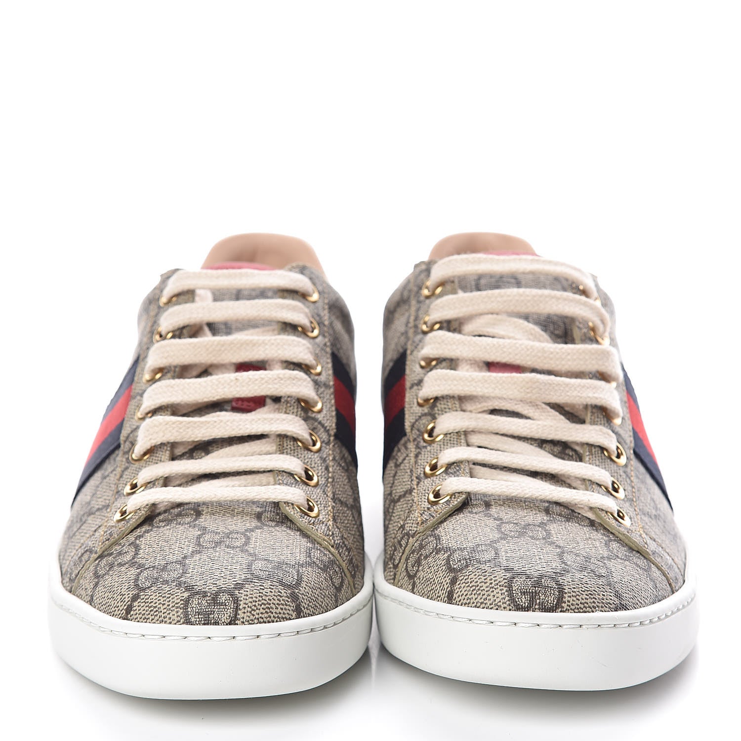 Gucci GG Supreme Monogram Womens Ace Low-Top Sneaker 37.5 Beige 2 of 9