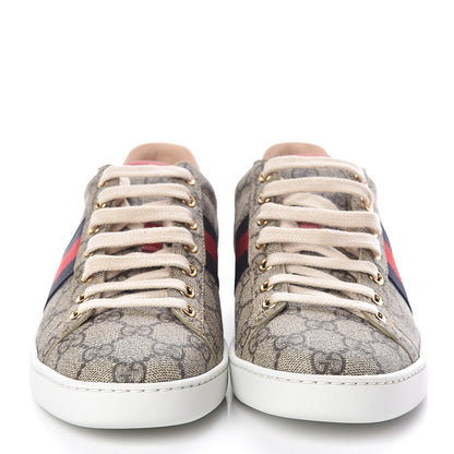 Gucci GG Supreme Monogram Womens Ace Low-Top Sneaker 37.5 Beige 2 of 9