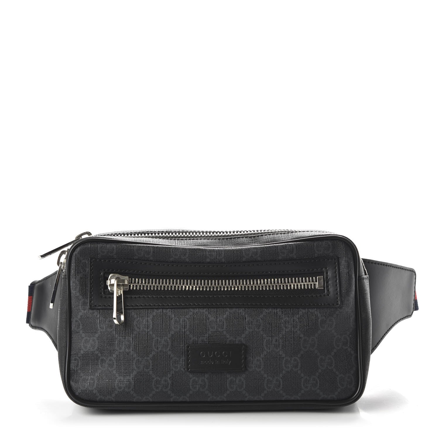 Gucci Soft GG Supreme Monogram Web Belt Bag Black Grey 1 of 11