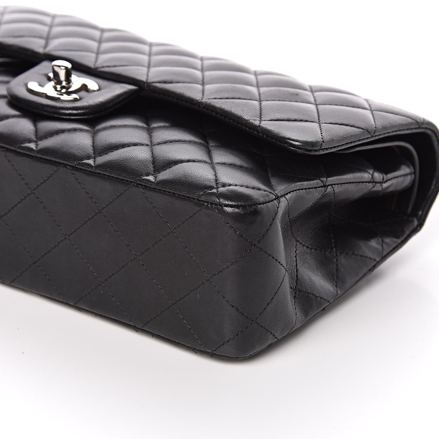 Lambskin Quilted Medium Double Flap Black