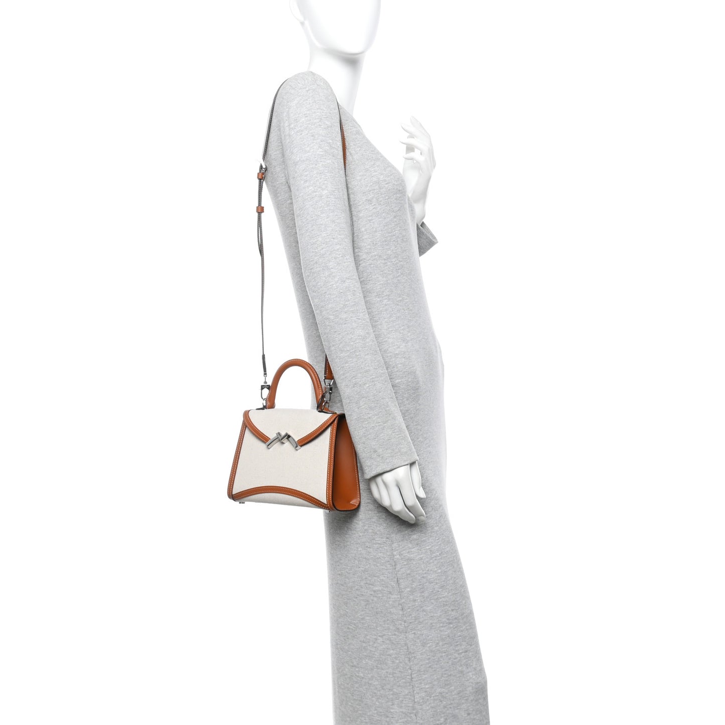 Cotton Canvas Linen Calfskin Gabrielle BB Brown