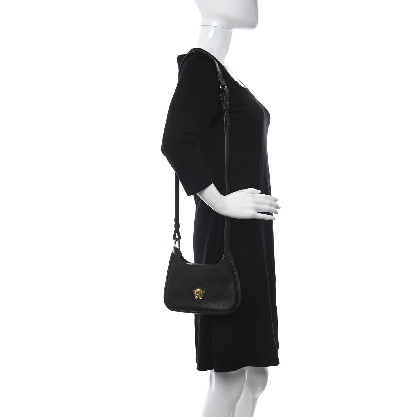 Calfskin La Medusa Small Hobo Crossbody Black