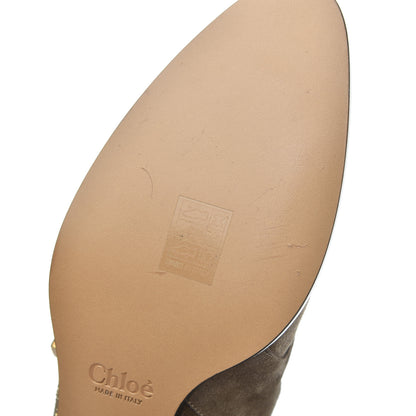 Chloe Suede Sheepskin Studded Susanna Ankle Boots 40 Dark Greige 9 of 10