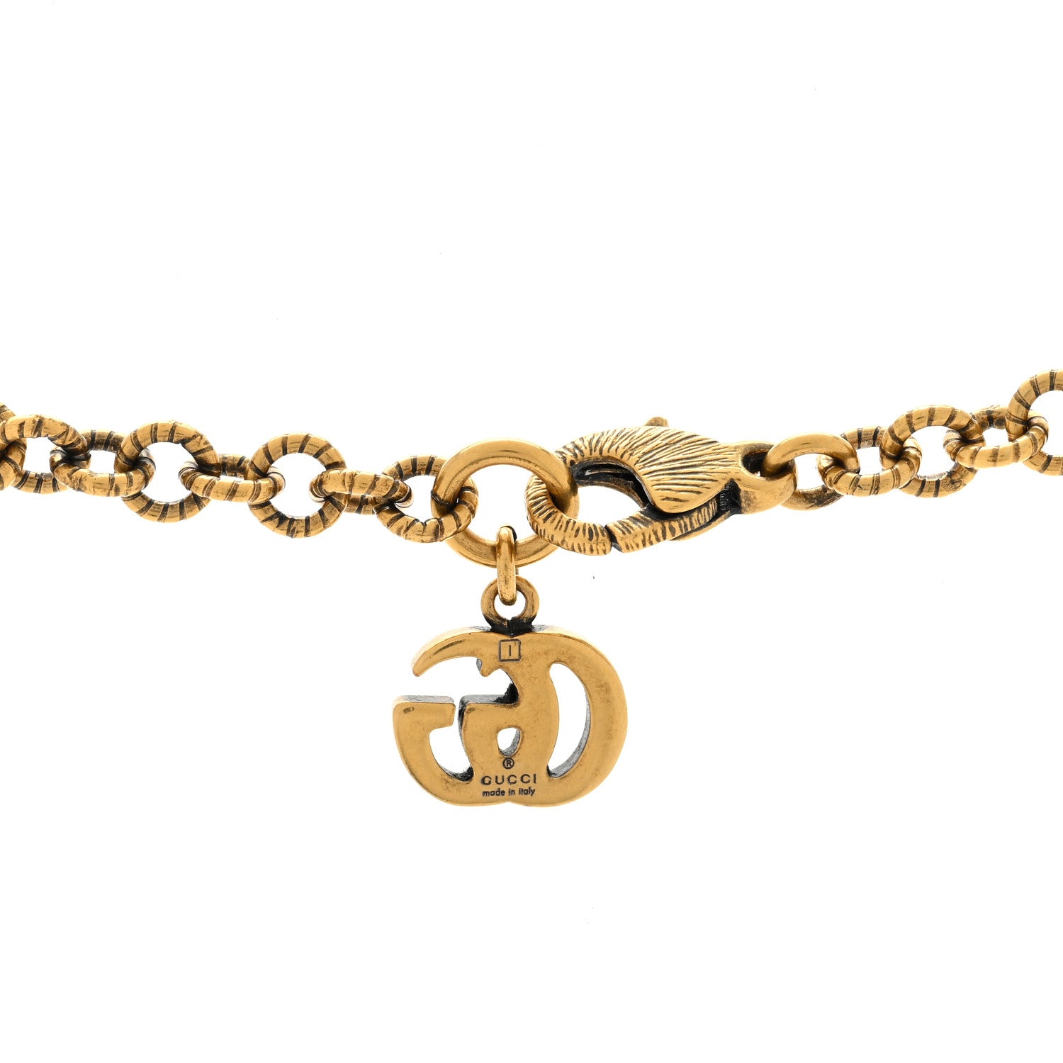 Gucci Metal Crystal Lion Head Necklace Aged Gold 3 of 4