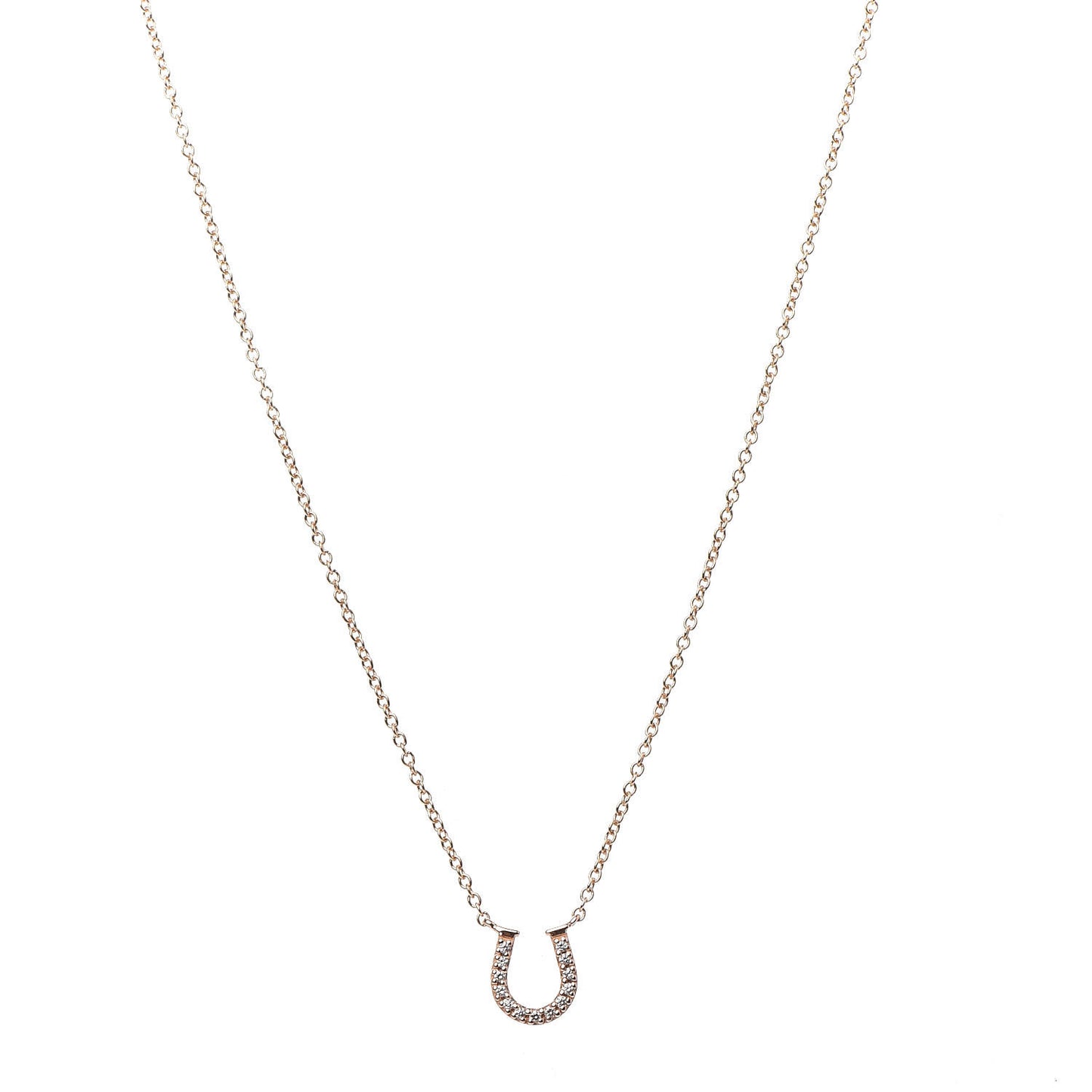 18K Rose Gold Diamond Mini Metro Horseshoe Pendant Necklace