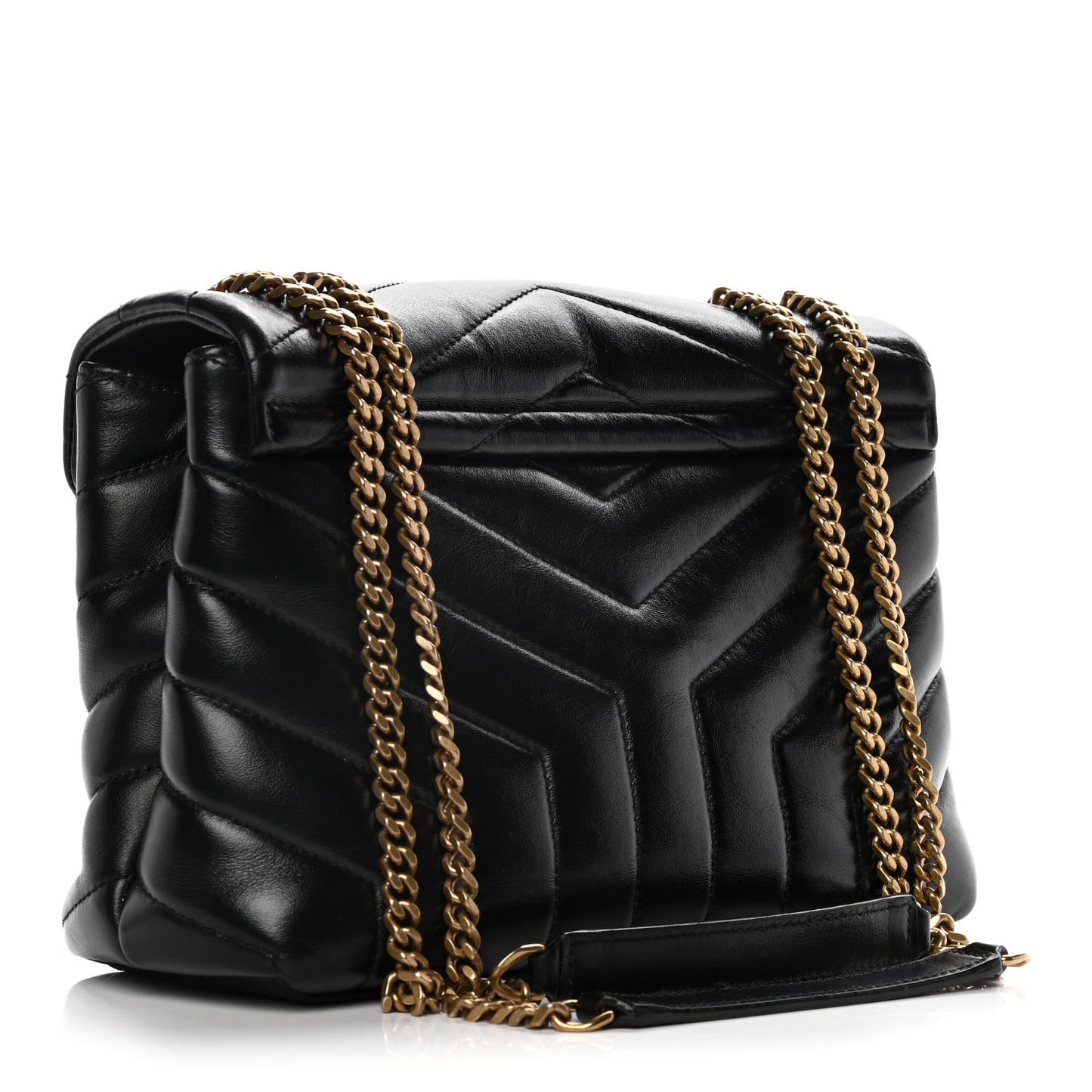 Calfskin Y Quilted Monogram Small Loulou Chain Satchel Black