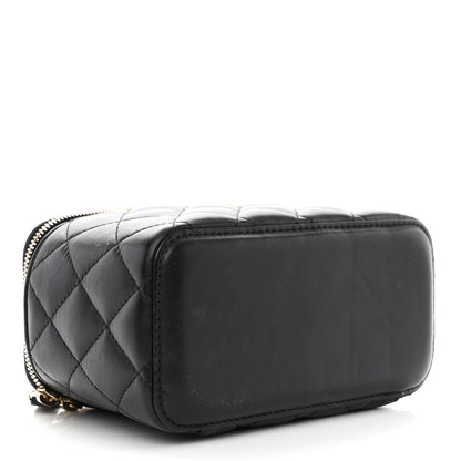 Chanel Lambskin Quilted Pearl Crush Small Vanity Case With Chain Black 4 of 10