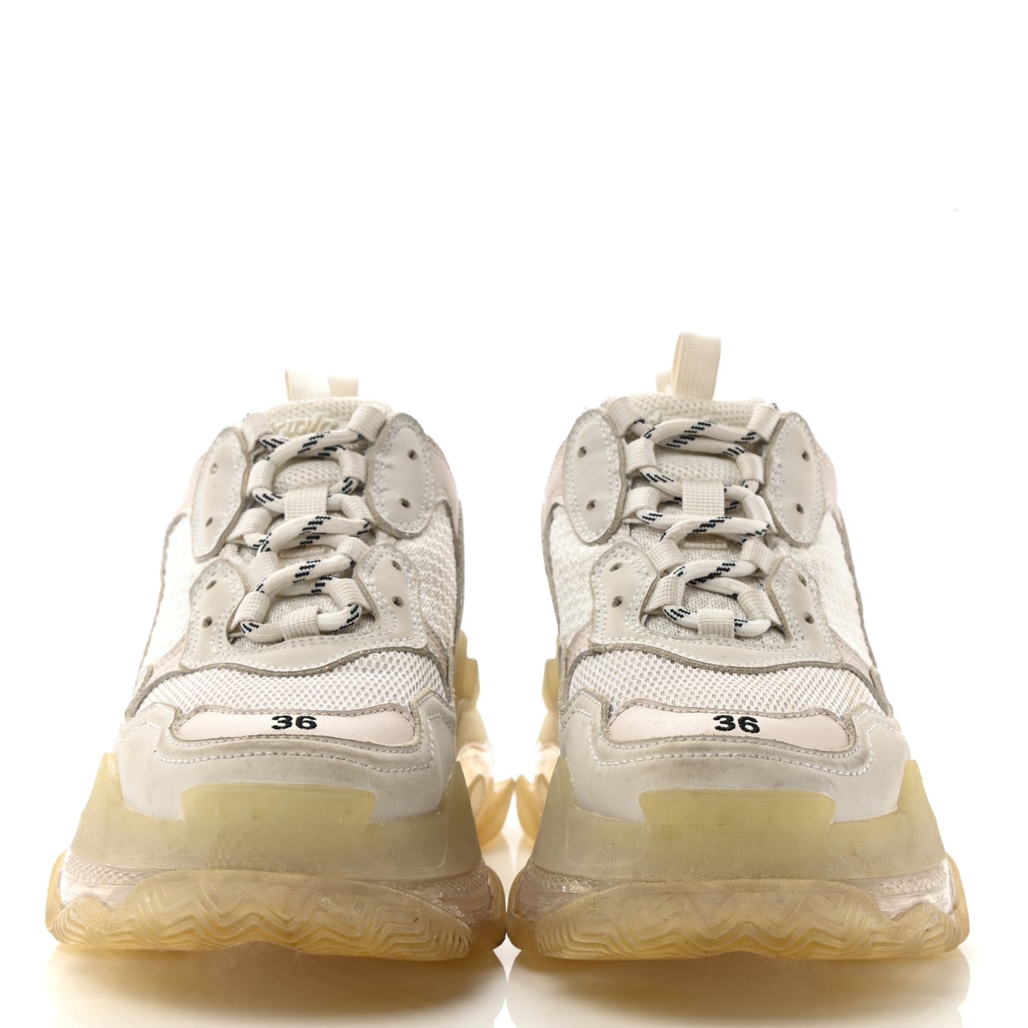 Fabric Mesh Clear Sole Womens Triple S Sneakers 36 White