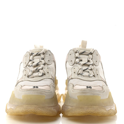 Balenciaga Fabric Mesh Clear Sole Womens Triple S Sneakers 36 White 2 of 9