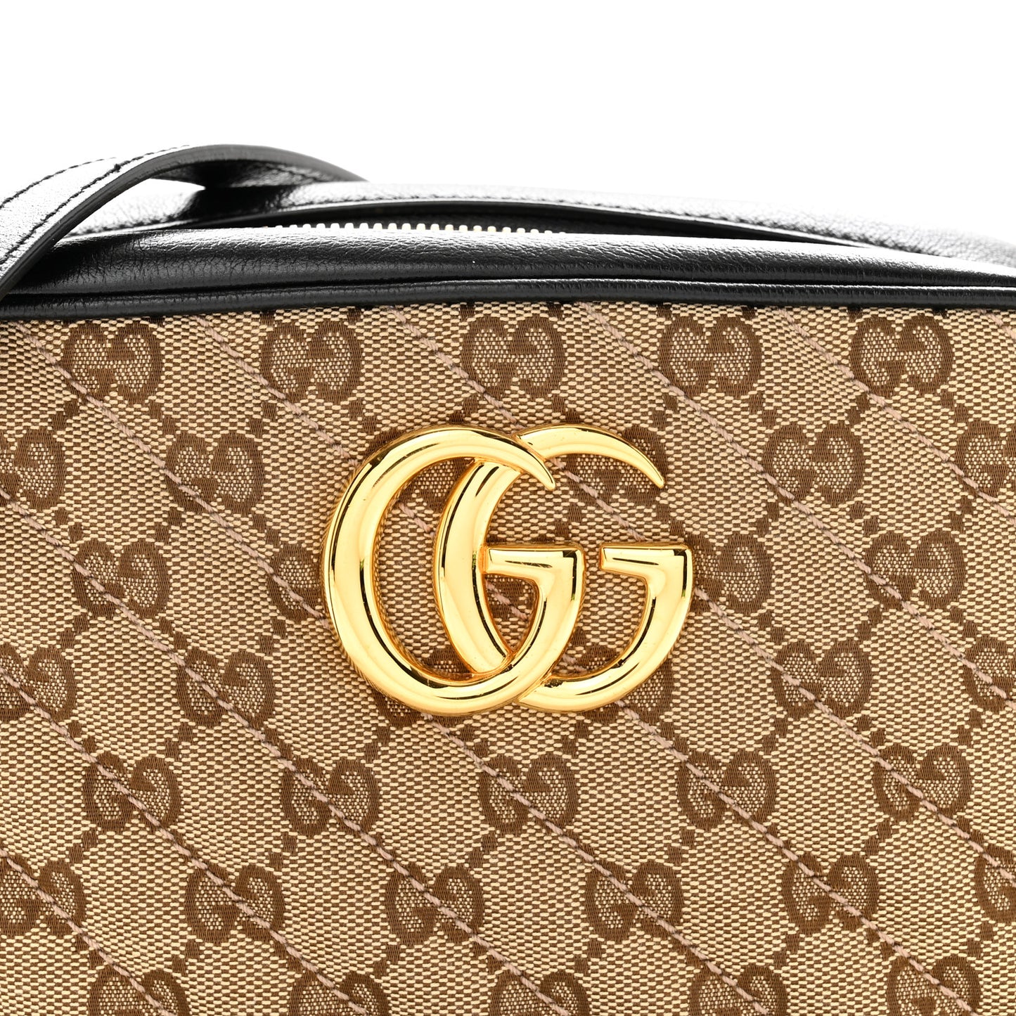 Monogram Matelasse Diagonal Small GG Marmont Chain Shoulder Bag Beige Black