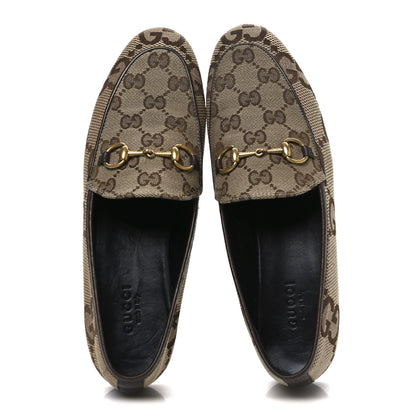 Gucci Monogram Jumbo GG Malaga Kid Horsebit Womens Jordaan Loafers 36.5 Beige Ebony New Acero 2 of 11
