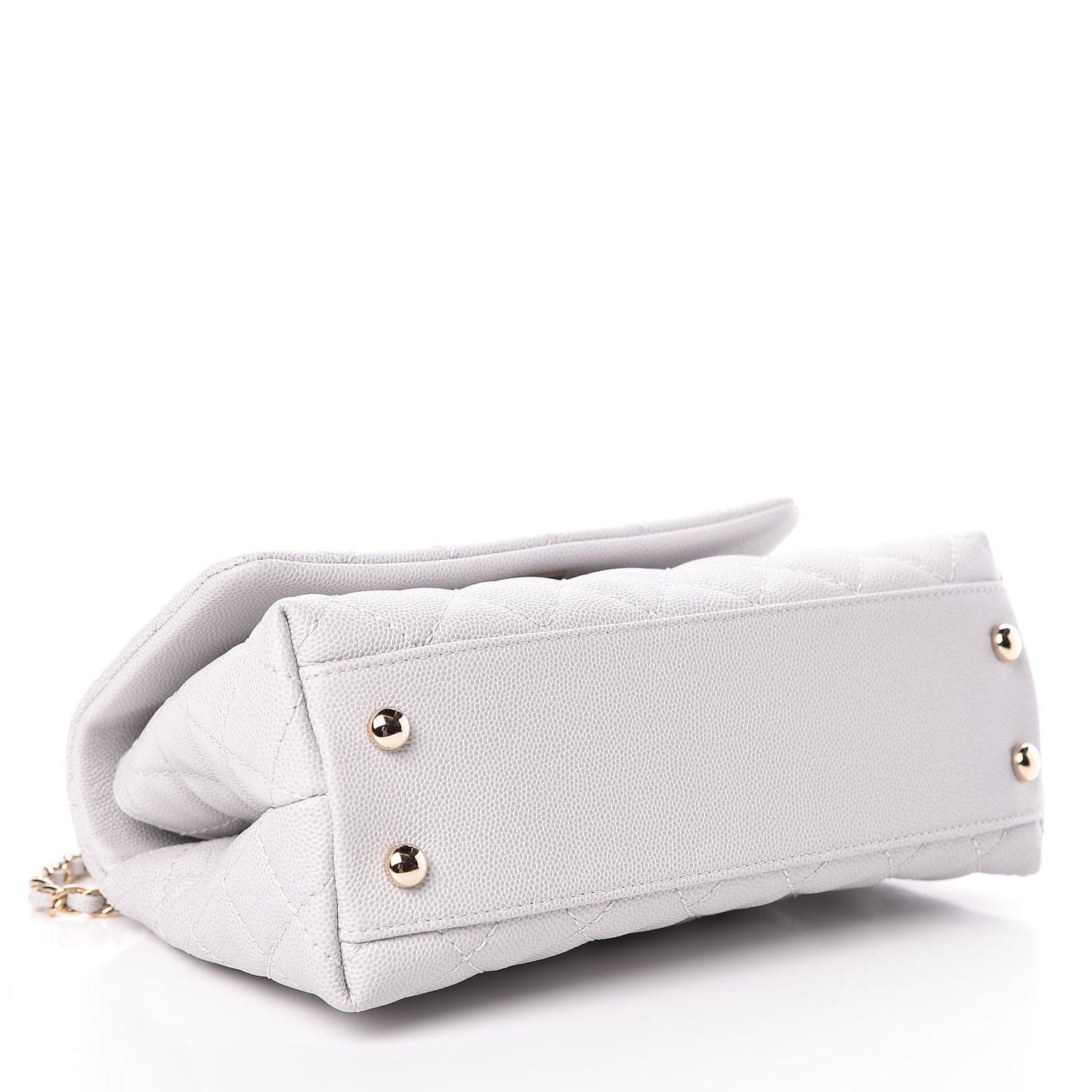 Caviar Quilted Mini Coco Handle Flap Light Grey