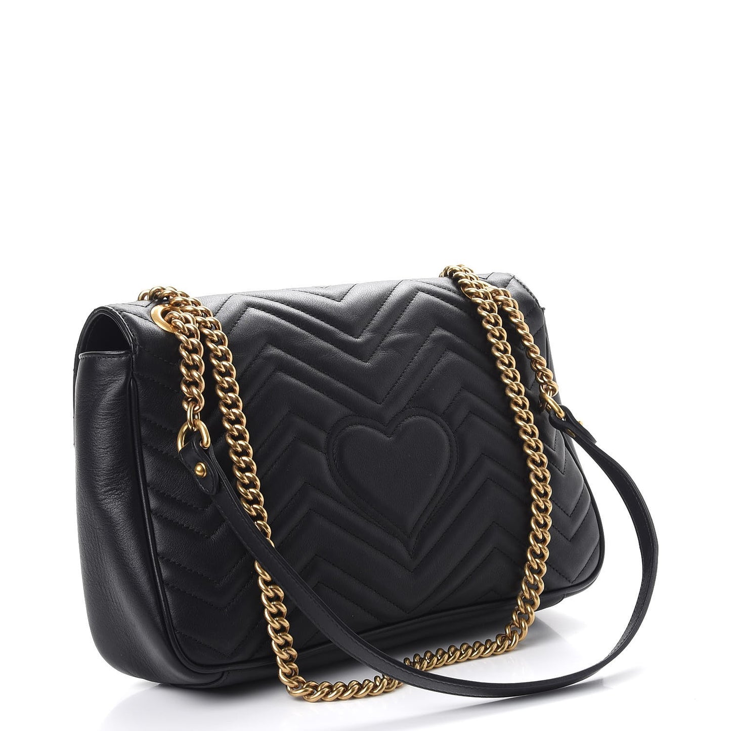 Calfskin Matelasse Medium GG Marmont Shoulder Bag Black