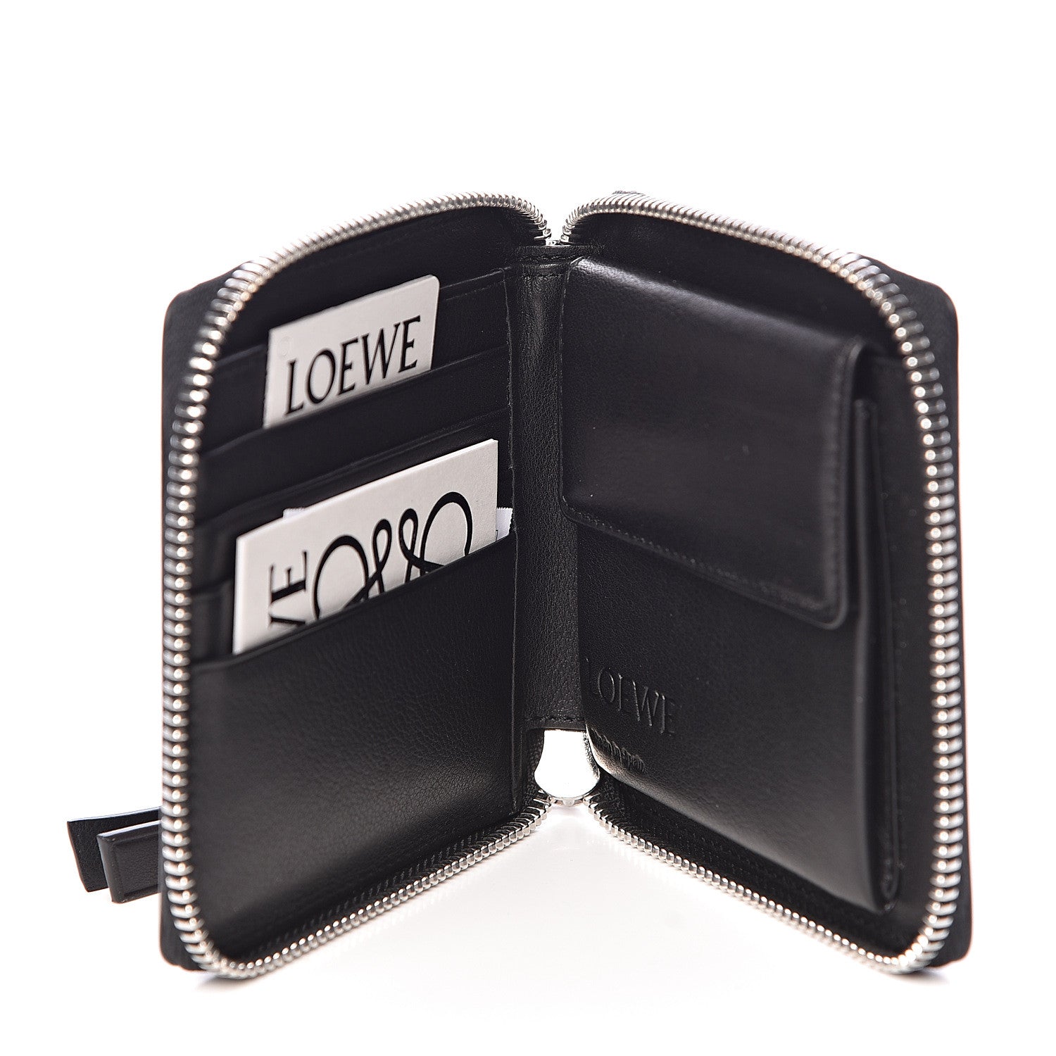 Loewe Calfskin Small Puzzle French Zip Around Wallet Black Pink Tulip Mocca 5 of 7