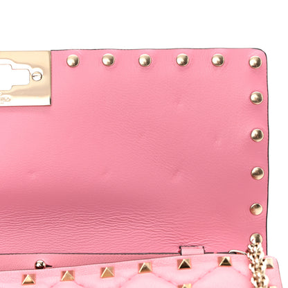 Valentino Garavani Nappa Rockstud Spike Wallet On Chain Paradise Rose 9 of 11