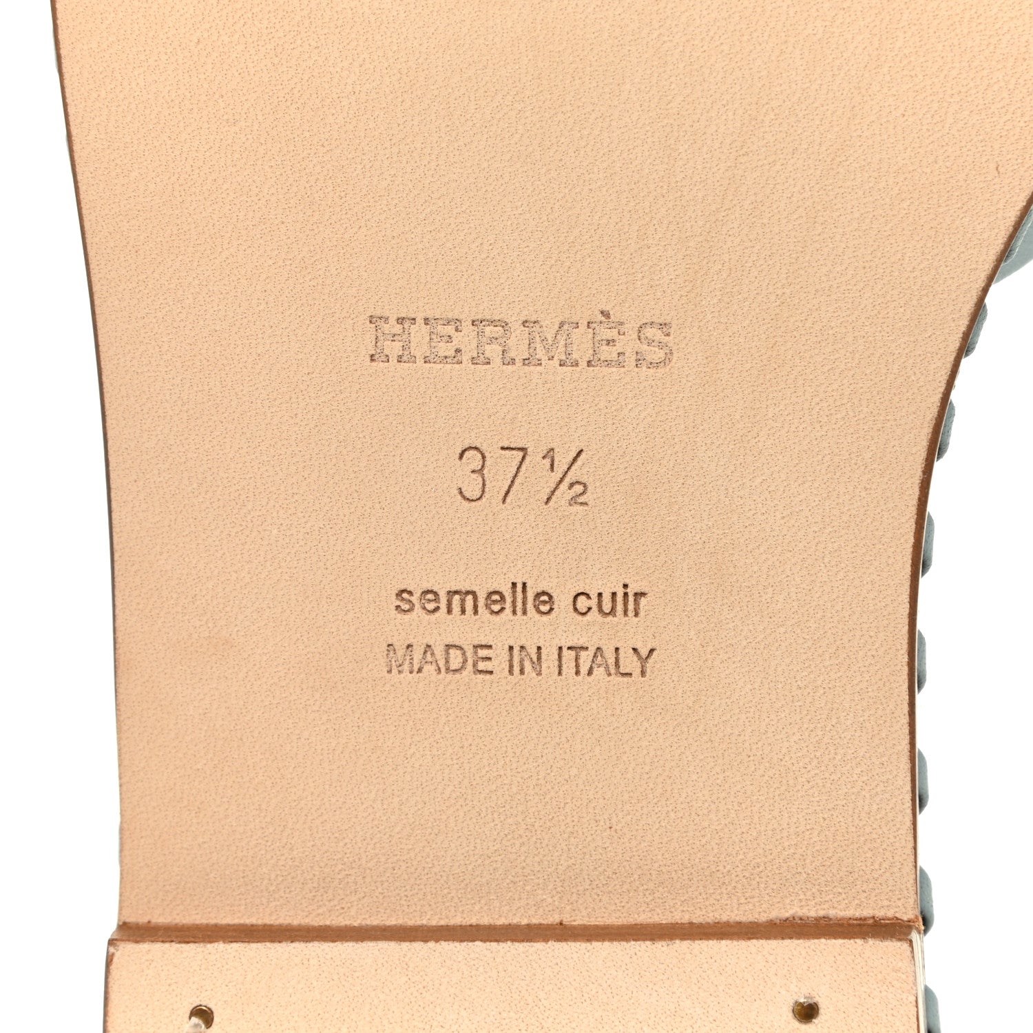 Hermes Box Calfskin Braided Oran Sandals 37.5 Vert D'Eau 6 of 8