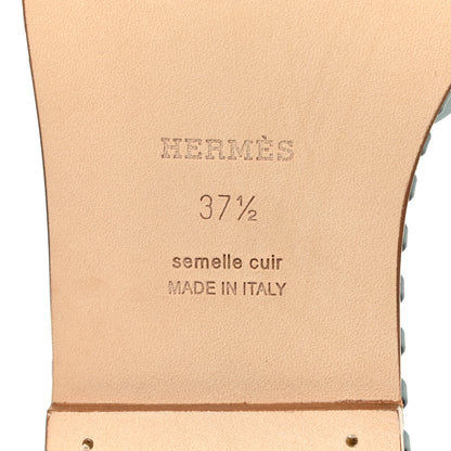 Hermes Box Calfskin Braided Oran Sandals 37.5 Vert D'Eau 6 of 8