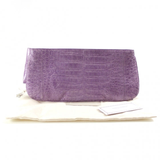Crocodile Bow Envelope Clutch Lavender