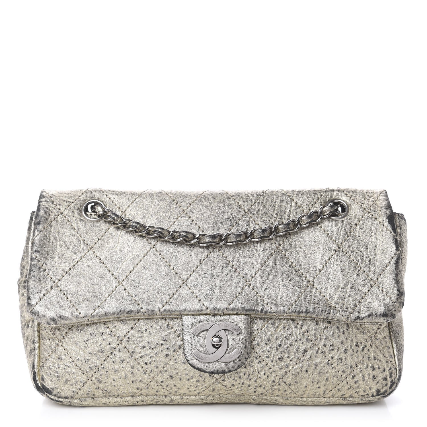 Chanel Distressed Metallic Lambskin Quilted Le Marais Ligne Flap Gold 1 of 16